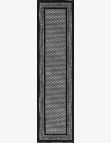 Gray Easy-Clean Border Indoor / Outdoor Runner Rug