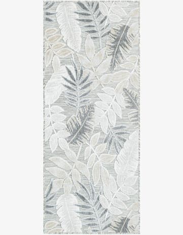 Gray Easy-Clean Botanical Indoor / Outdoor Runner Rug