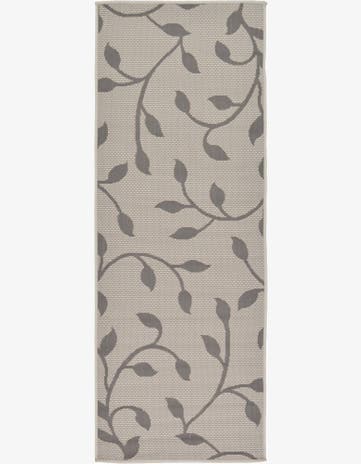 Gray Easy-Clean Botanical Indoor / Outdoor Runner Rug