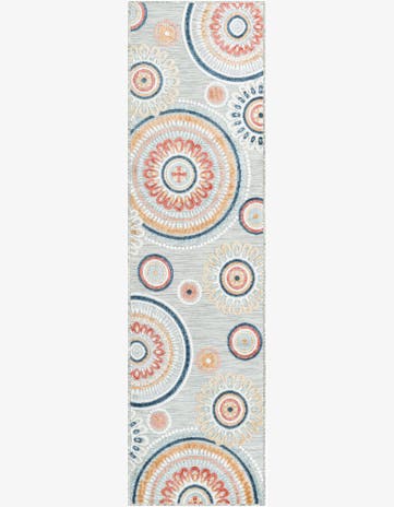 Gray Easy-Clean Botanical Indoor / Outdoor Runner Rug