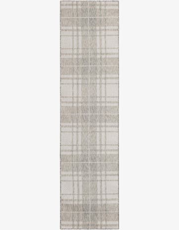 Gray Easy-Clean Checkered Indoor / Outdoor Runner Rug