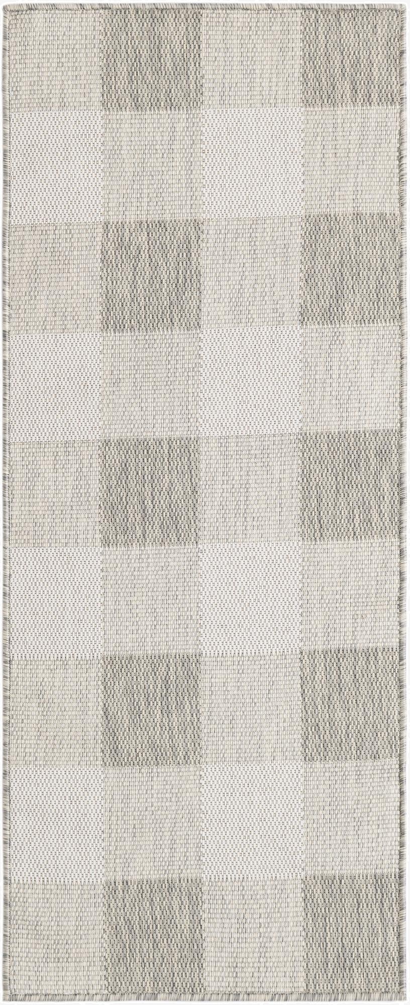 2' x 5' 3  Washable Checkered Indoor / Outdoor Runner Rug