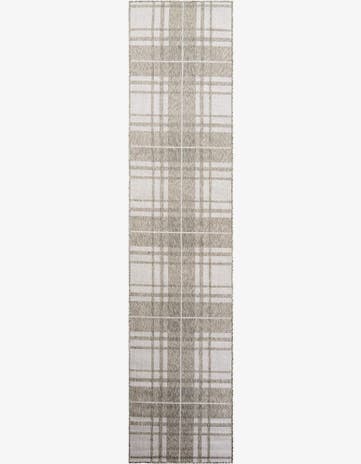 Gray Easy-Clean Checkered Indoor / Outdoor Runner Rug