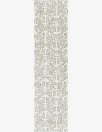 Gray Easy-Clean Coastal Indoor / Outdoor Runner Rug