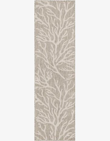 Gray Easy-Clean Coastal Indoor / Outdoor Runner Rug