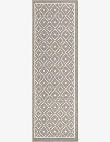 Gray Easy-Clean Lattice Indoor / Outdoor Runner Rug