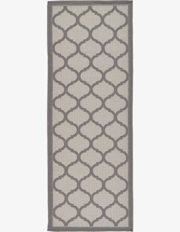 Gray Easy-Clean Lattice Indoor / Outdoor Runner Rug