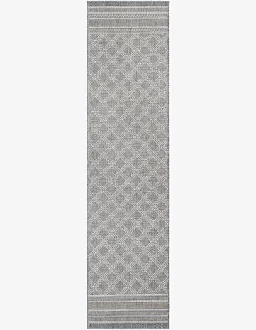 Gray Easy-Clean Lattice Indoor / Outdoor Runner Rug