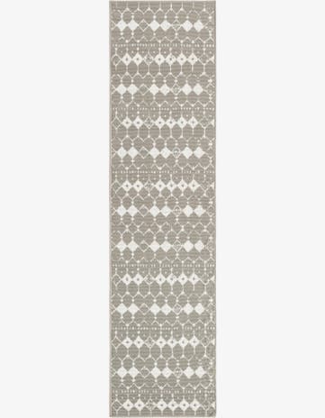 Gray Easy-Clean Lattice Indoor / Outdoor Runner Rug