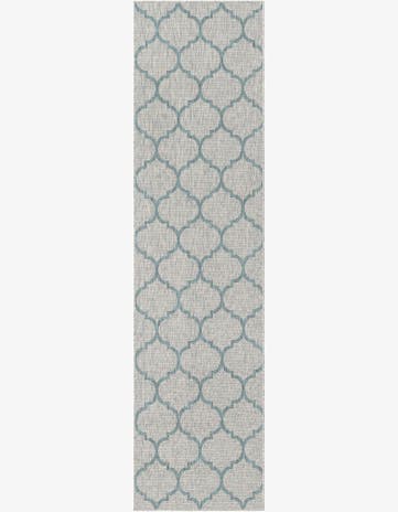 Gray Easy-Clean Lattice Indoor / Outdoor Runner Rug