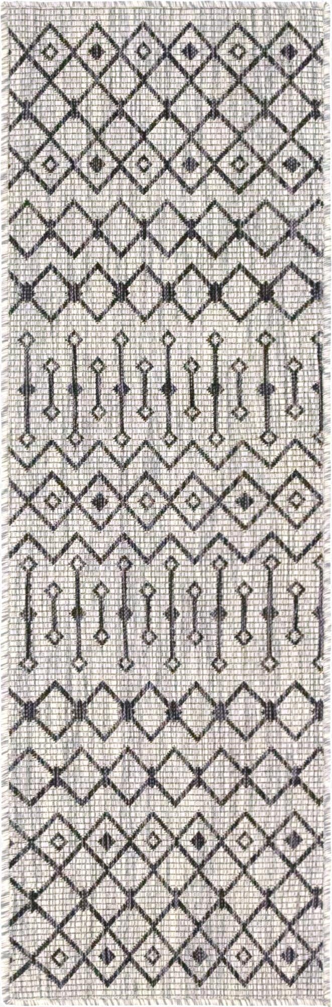 Gray Easy-Clean Lattice Indoor / Outdoor Runner Rug