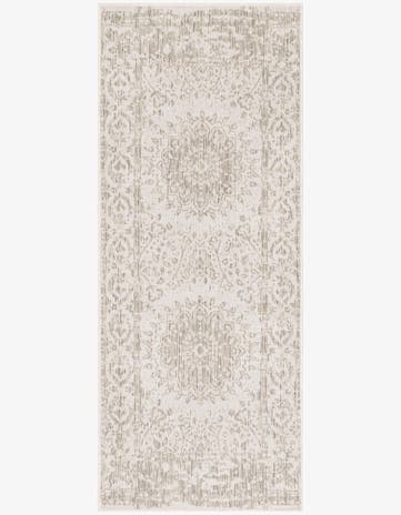 Gray Easy-Clean Traditional Indoor / Outdoor Runner Rug