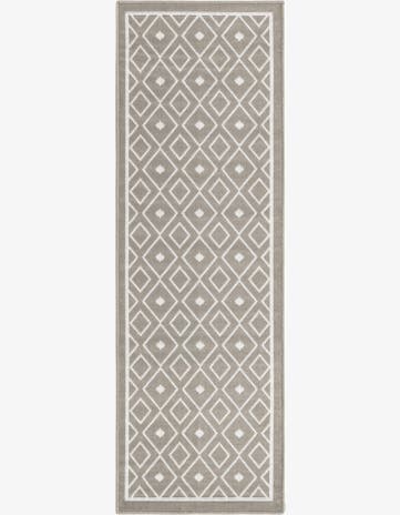 Gray Easy-Clean Trellis Indoor / Outdoor Runner Rug