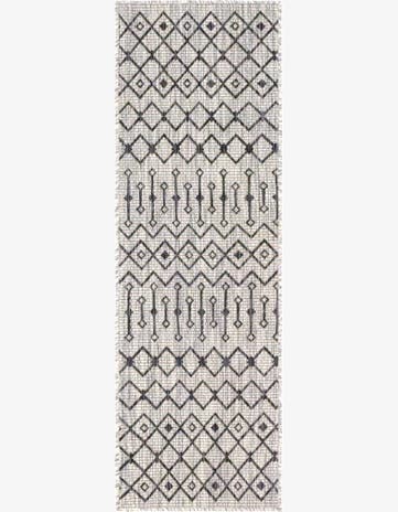 Gray Easy-Clean Trellis Indoor / Outdoor Runner Rug