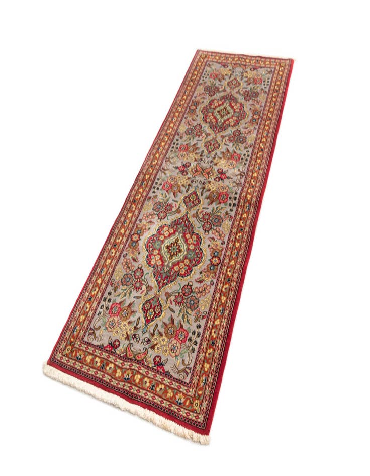 Detail image of 2' 8 x 7'  Hand Knotted Qom Persian Runner Rug