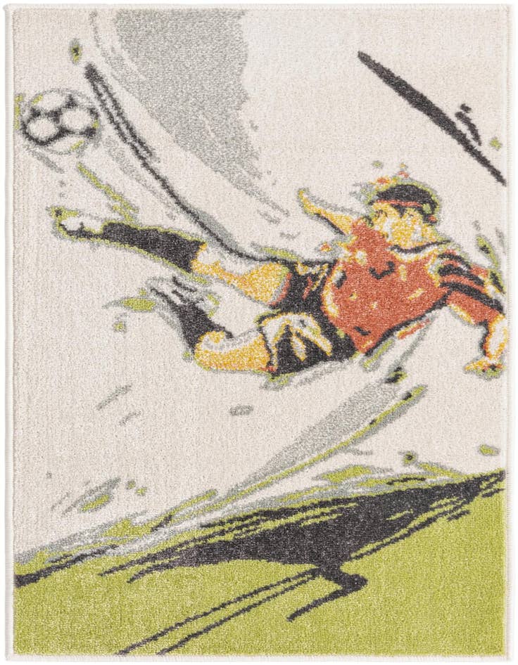 Detail image of 2' 2 x 4' Soccer Player Whimsy Kids Runner Rug