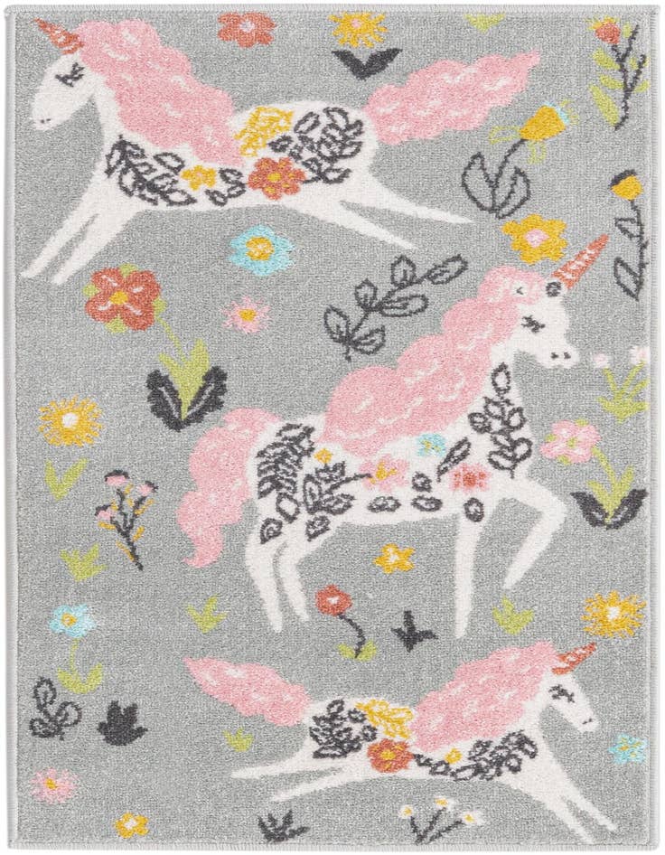Detail image of 2' 2 x 4' Unicorns Whimsy Kids Runner Rug