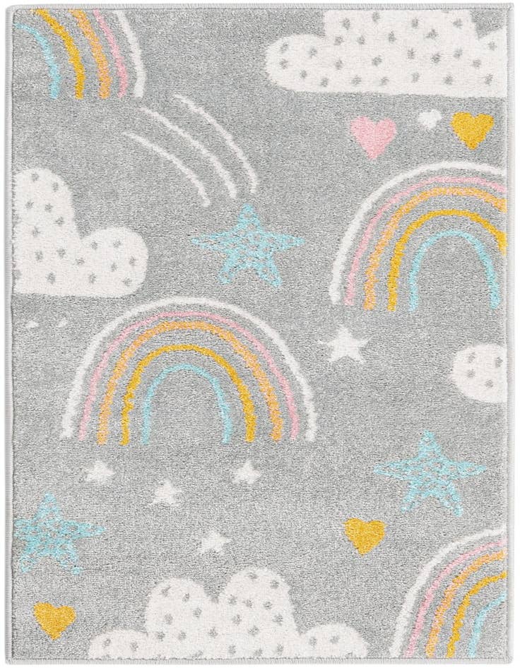 Detail image of 2' 2 x 4' Clouds and Rainbows Whimsy Kids Runner Rug