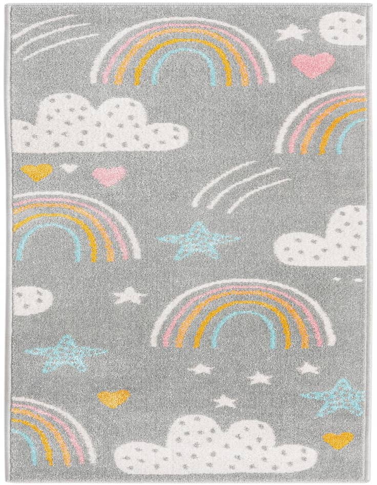 Detail image of 2' 2 x 6' Clouds and Rainbows Whimsy Kids Runner Rug