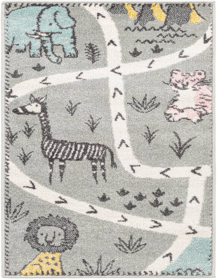 Detail image of 2' 2 x 4' Animals Whimsy Kids Runner Rug