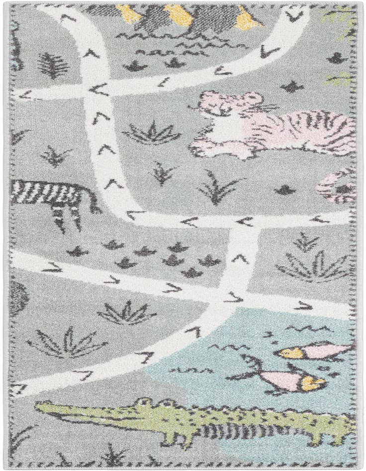 Detail image of 2' x 5' 3 Animals Whimsy Kids Runner Rug