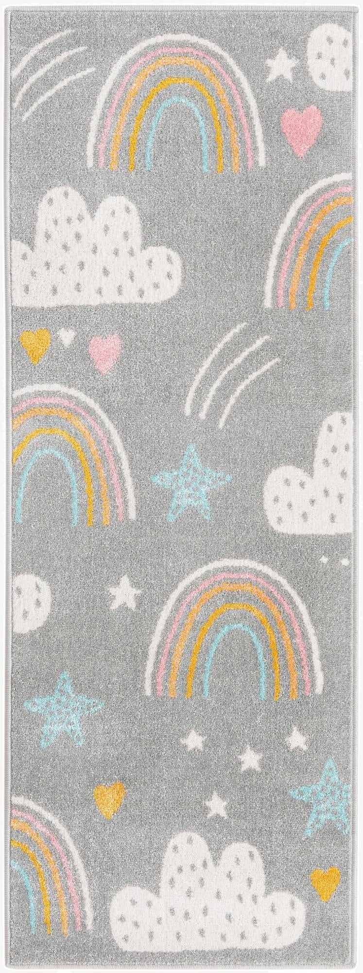 2' 2 x 6' Clouds and Rainbows Whimsy Kids Runner Rug