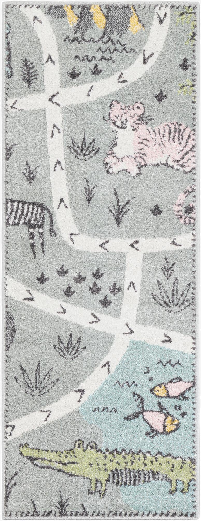2' x 5' 3 Animals Whimsy Kids Runner Rug