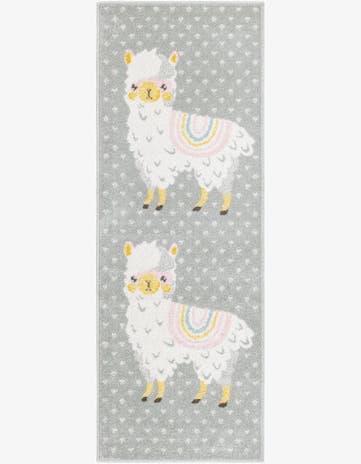 Gray Llama Whimsy Kids Runner Rug