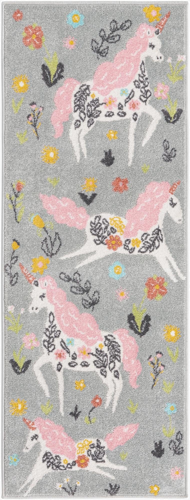 2' 2 x 6' Unicorns Whimsy Kids Runner Rug