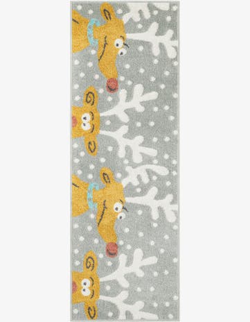 Gray Reindeer Whimsy Kids Runner Rug