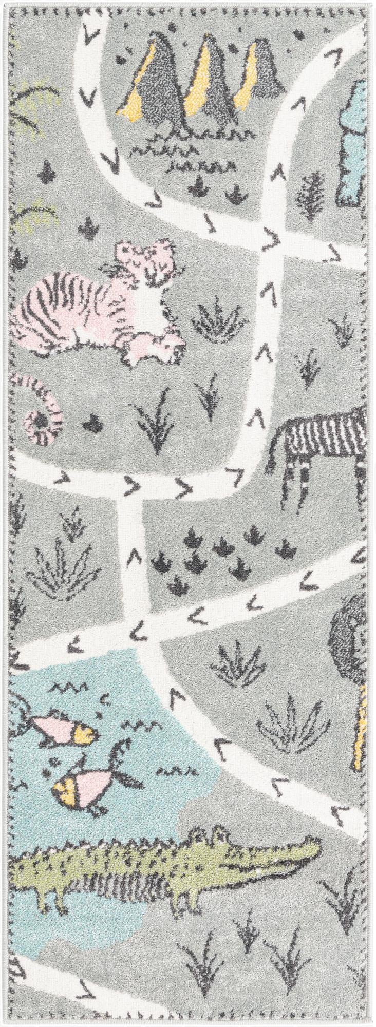 2' 2 x 6' Animals Whimsy Kids Runner Rug