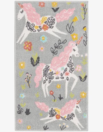 Gray Unicorns Whimsy Kids Runner Rug