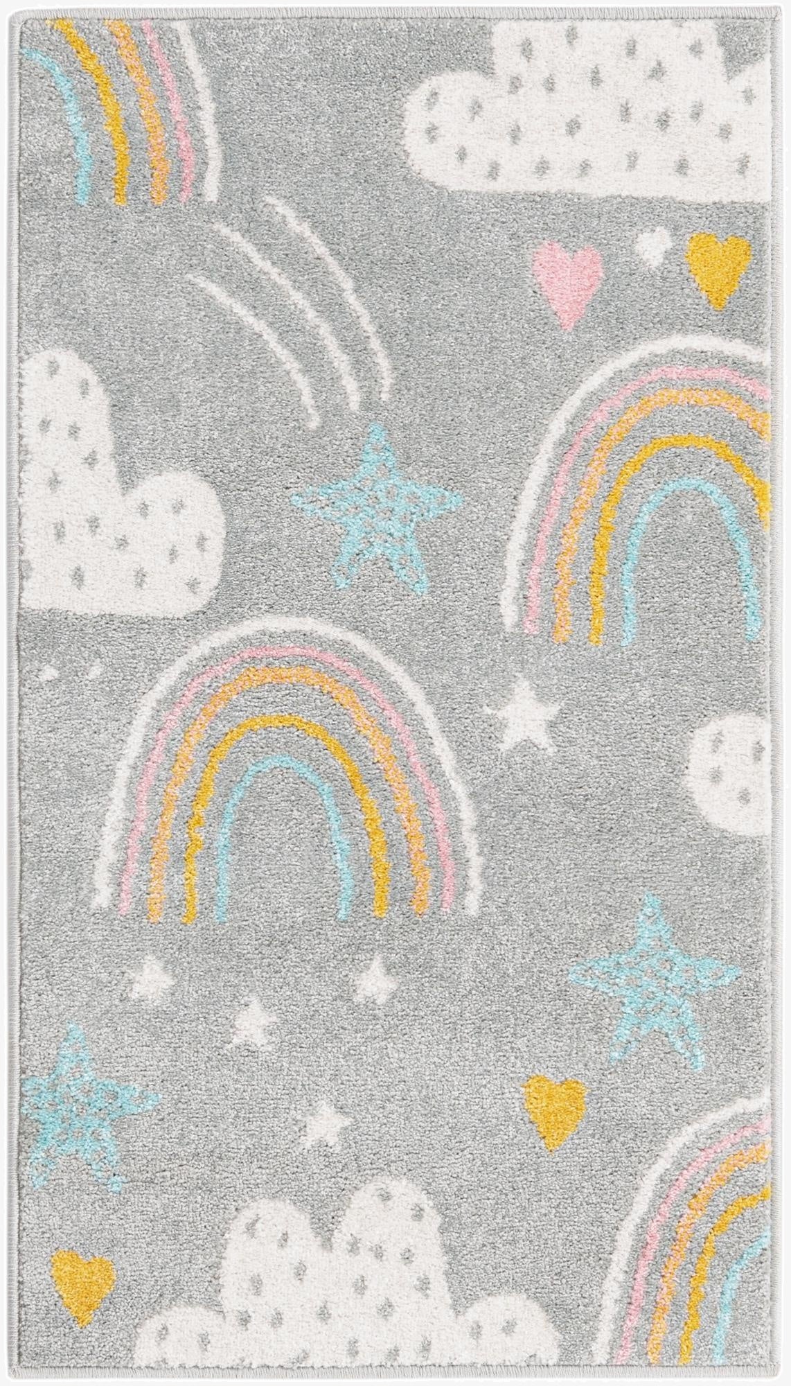 2' 2 x 4' Clouds and Rainbows Whimsy Kids Runner Rug