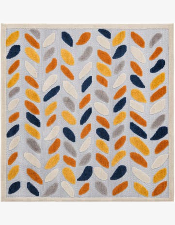 Gray Easy-Clean Aruba Indoor / Outdoor Square Rug