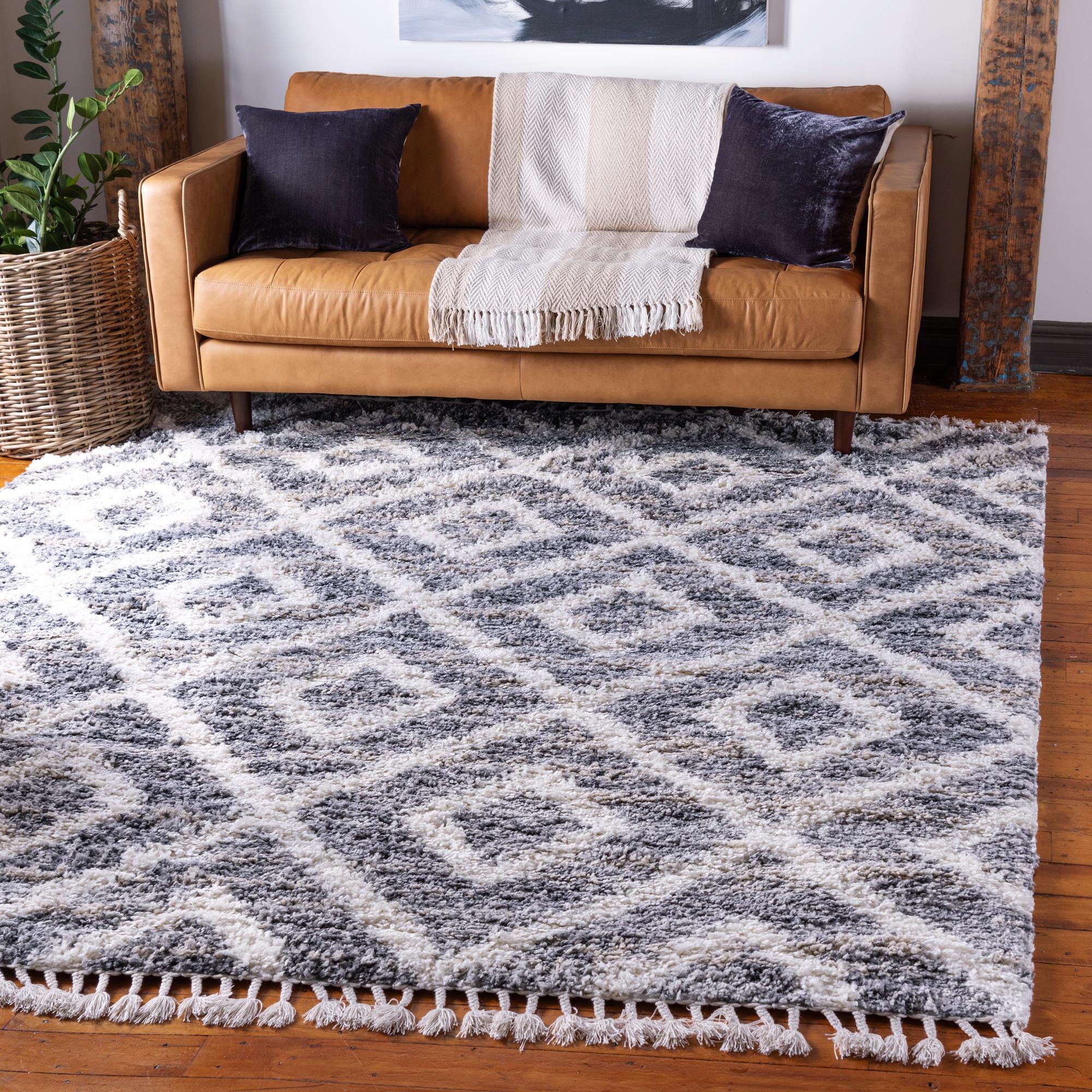 Gray Athena Shag Square Rug