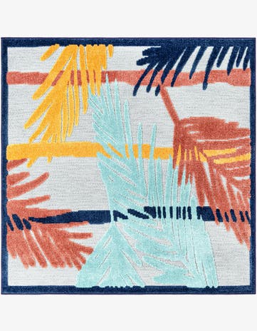 Gray Easy-Clean Belize Indoor / Outdoor Square Rug