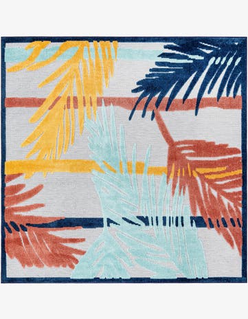 Gray Easy-Clean Belize Indoor / Outdoor Square Rug