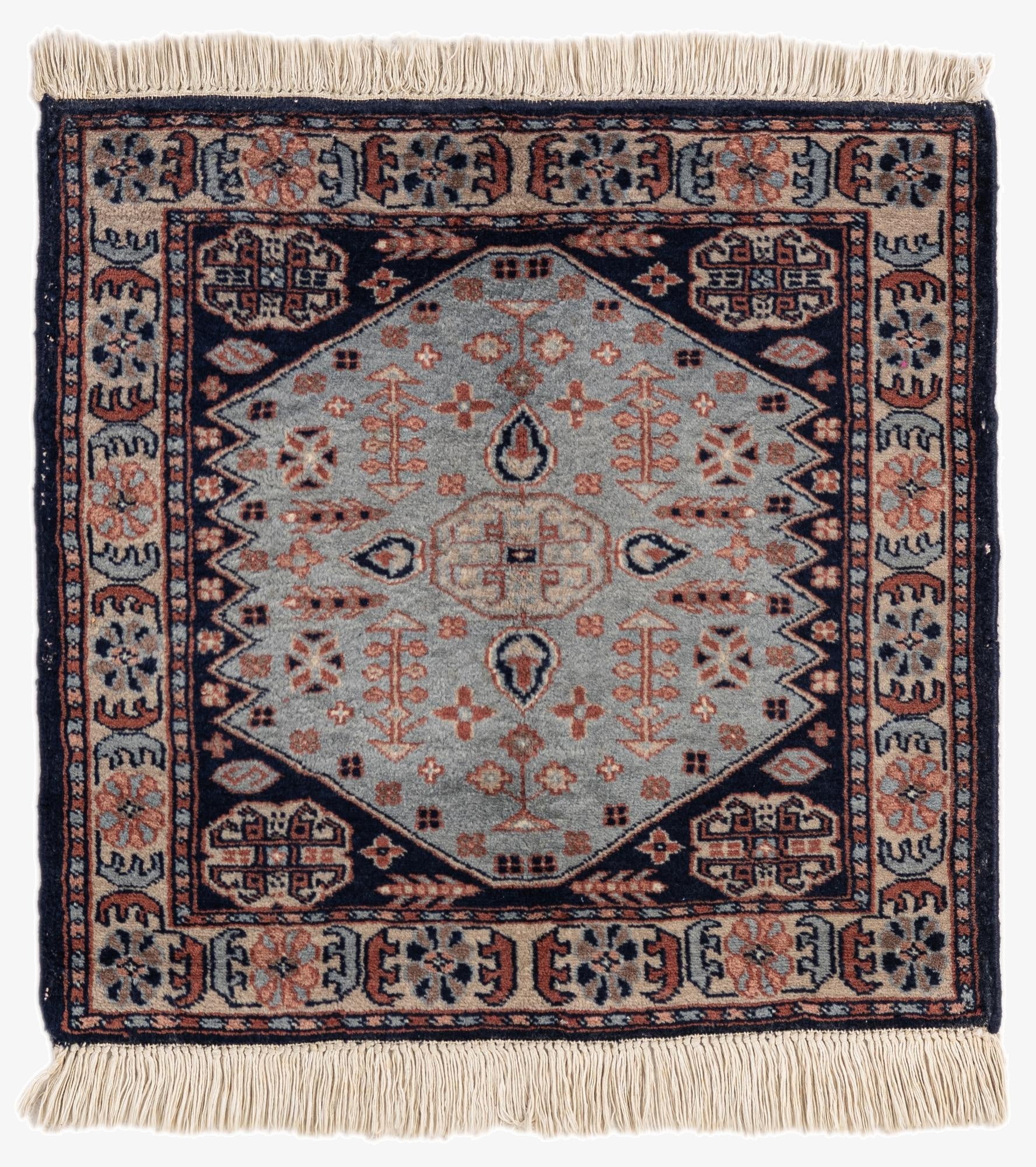 2' x 2' 1  Hand Knotted Bokhara Oriental Wool Square Rug