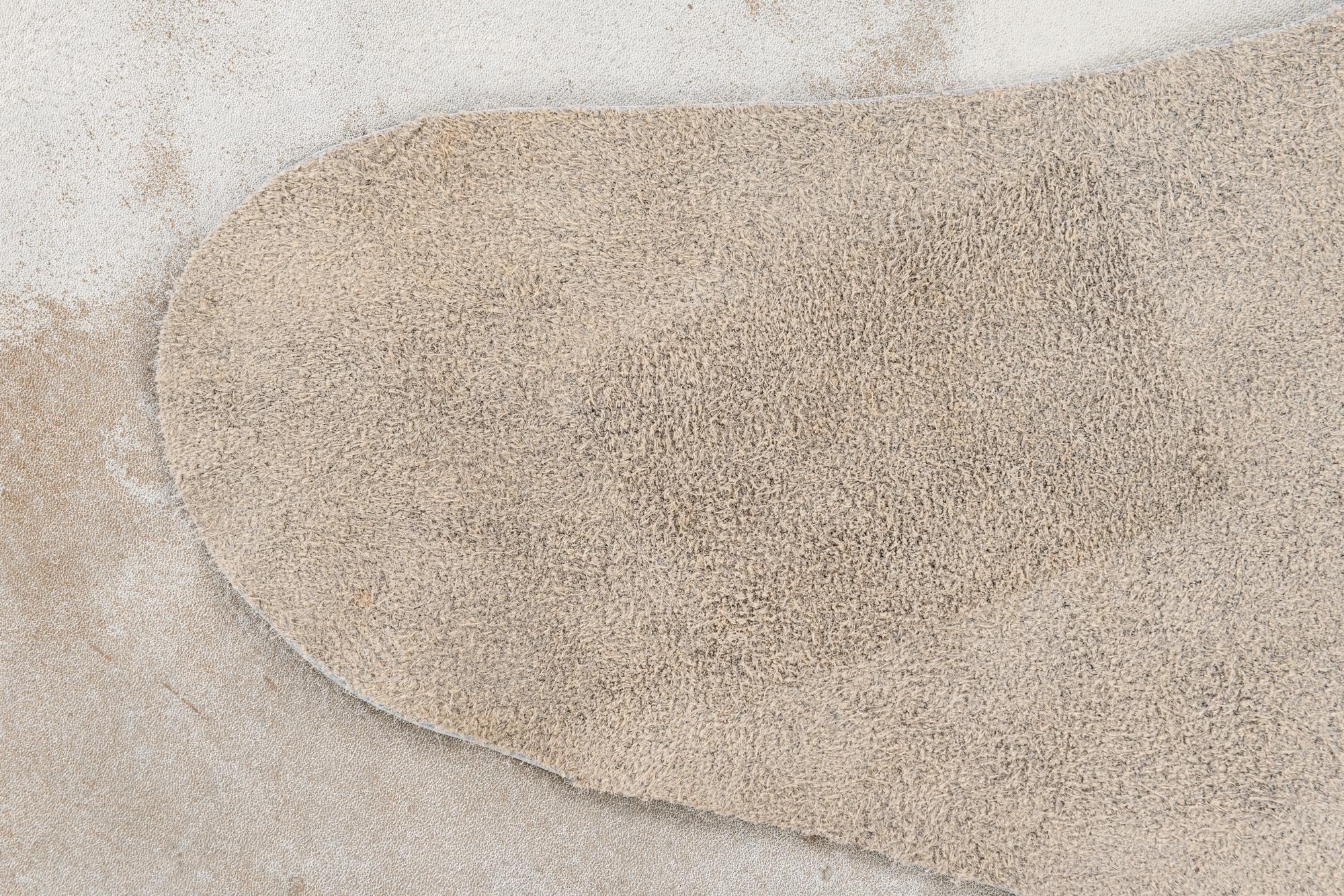 6' 7 x 6' 11 Cowhide Leather Square Rug