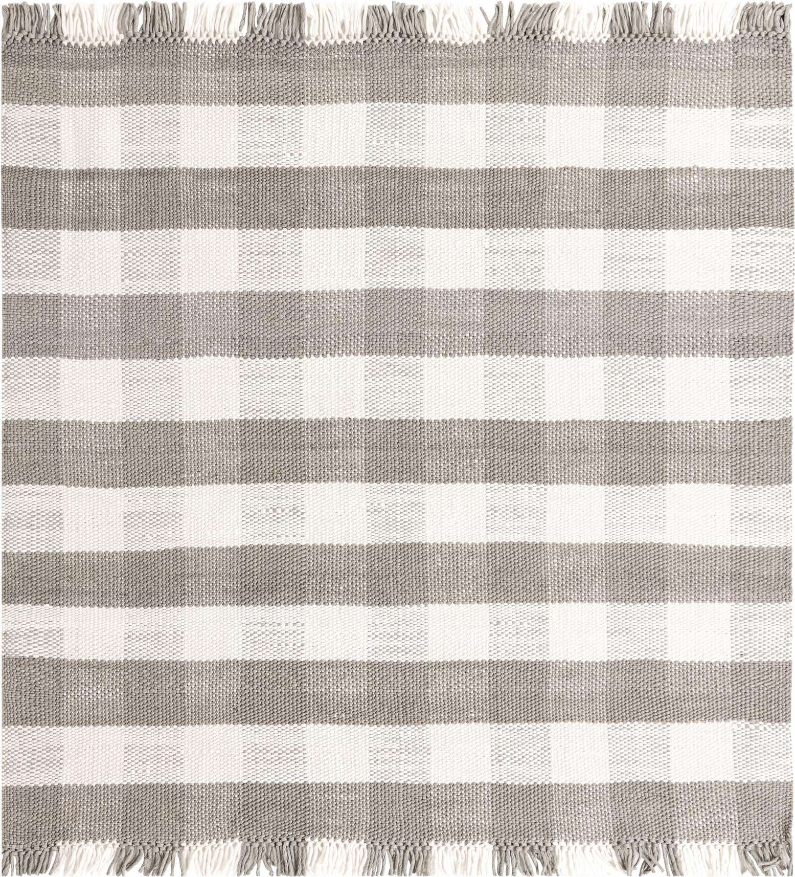 7' 10 x 7' 10 Easy-Clean Eco Plaid Washable Indoor / Outdoor Square Rug