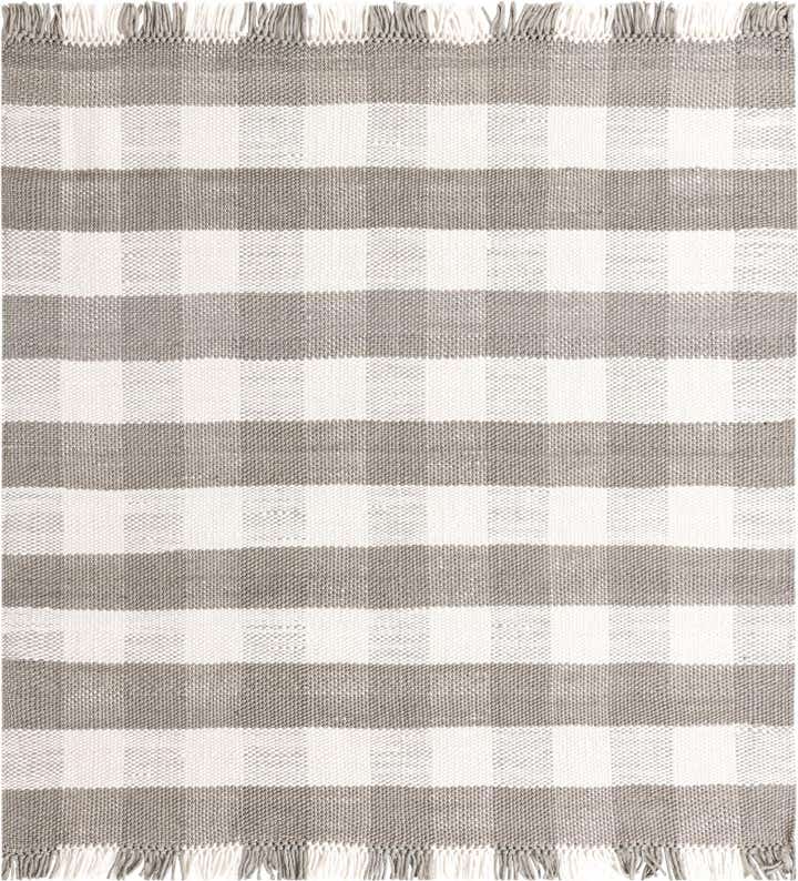 7' 10 x 7' 10 Easy-Clean Eco Plaid Washable Indoor / Outdoor Square Rug