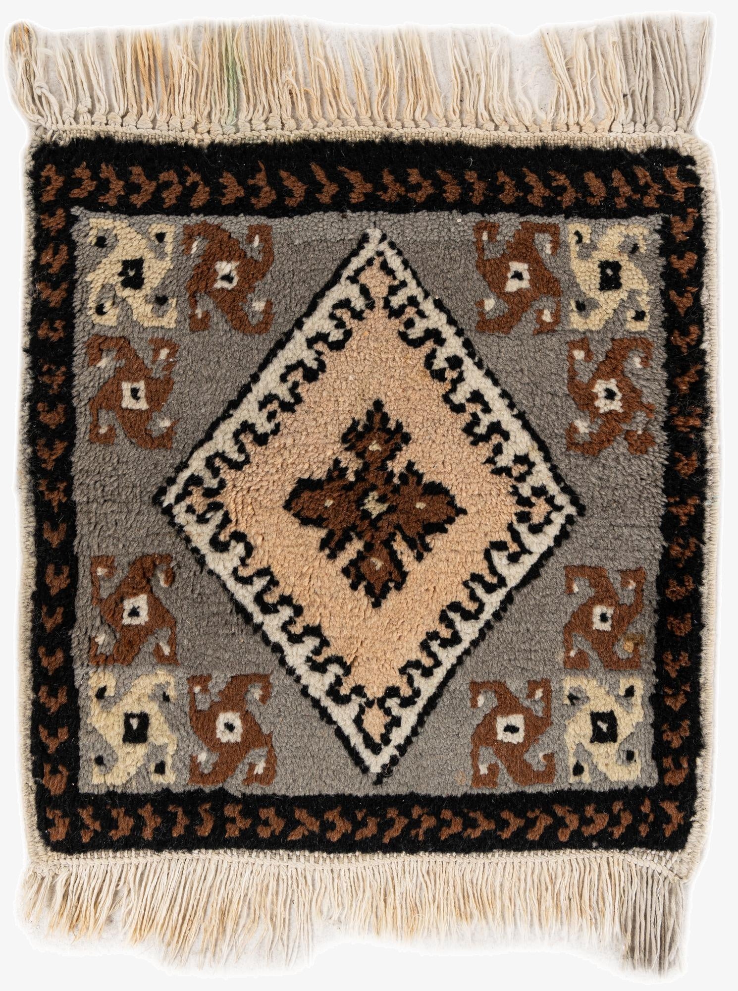 1' 3 x 1' 5  Hand Knotted Ferdos Persian Wool Square Rug