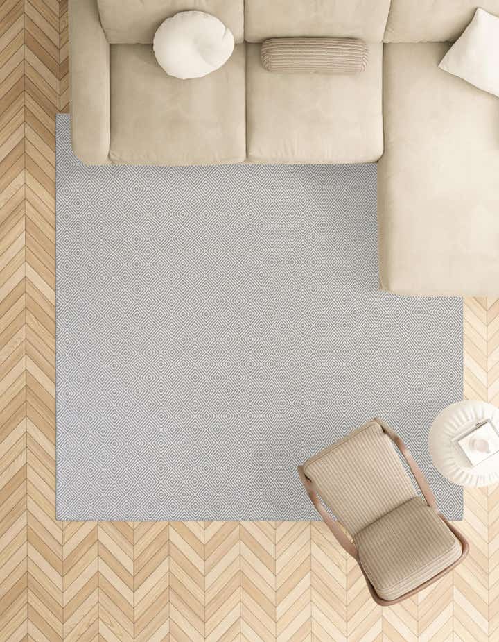 10' x 10' Hand Woven Geo Trellis Flatweave Square Rug