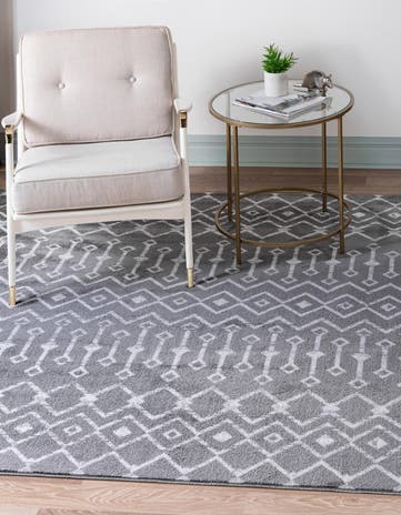 Gray Kasbah Trellis Square Rug
