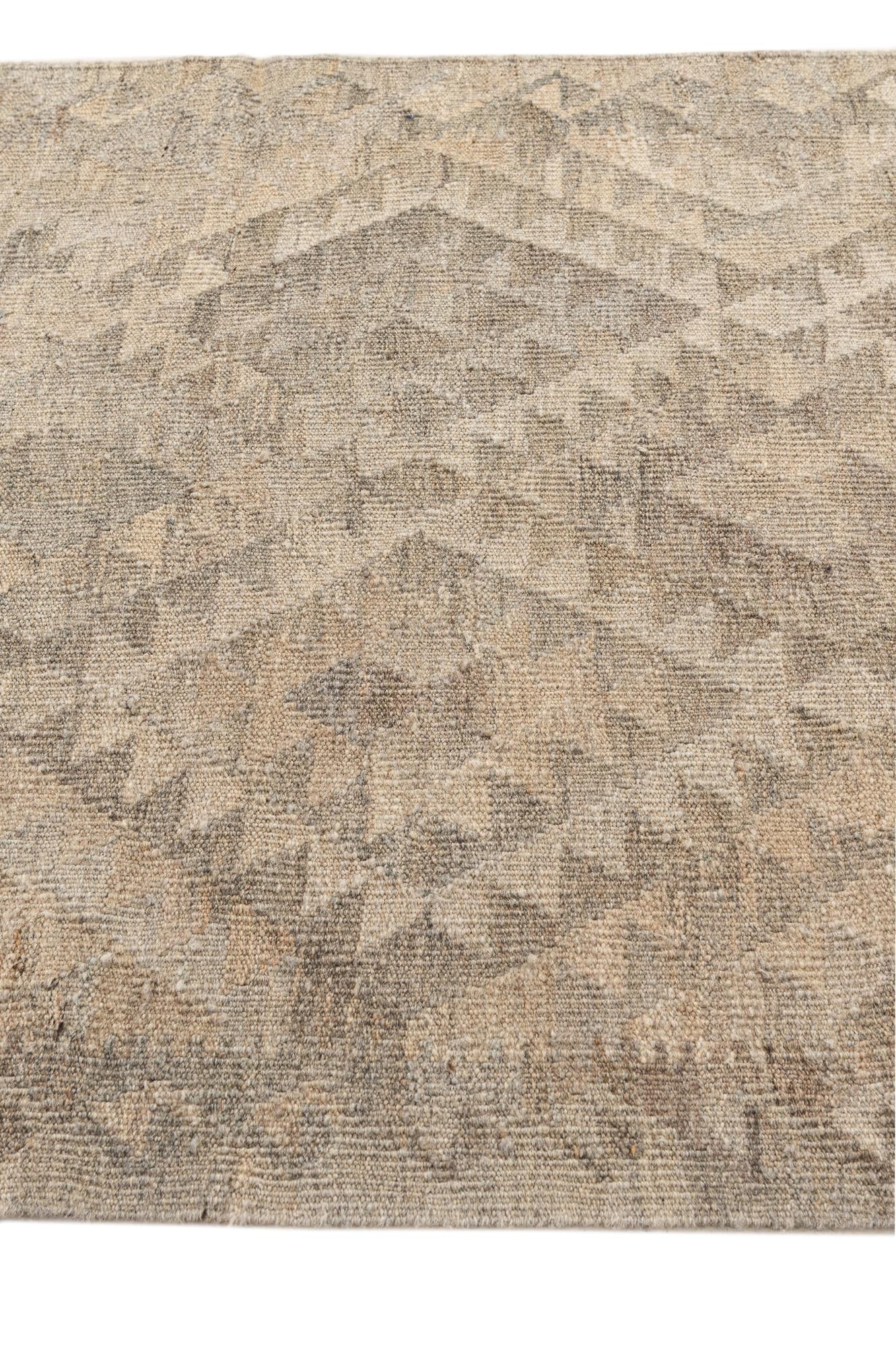 3' 3 x 9' 7 Hand Woven Kilim Maymana Wool Square Rug