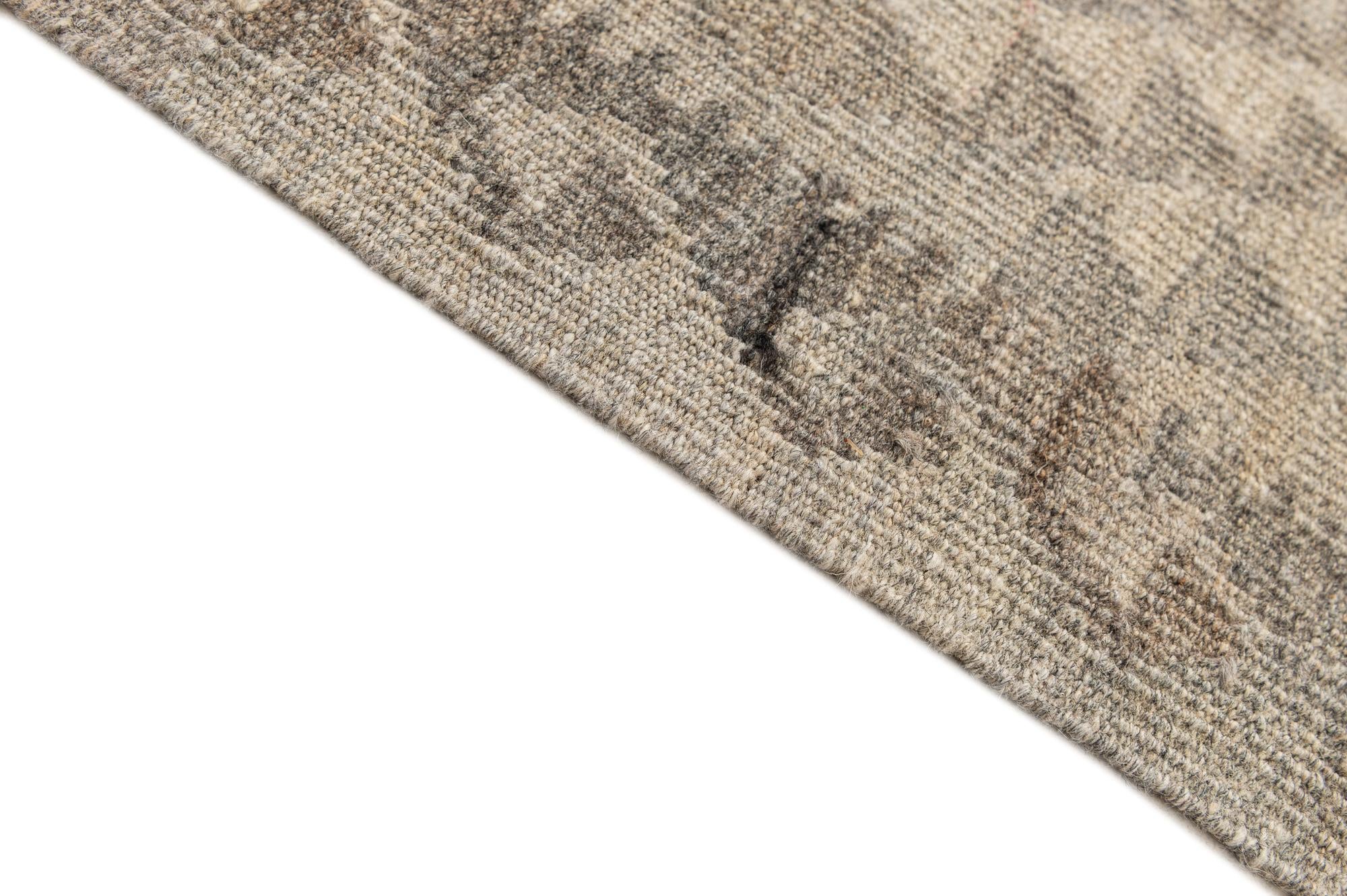 3' 3 x 9' 7 Hand Woven Kilim Maymana Wool Square Rug