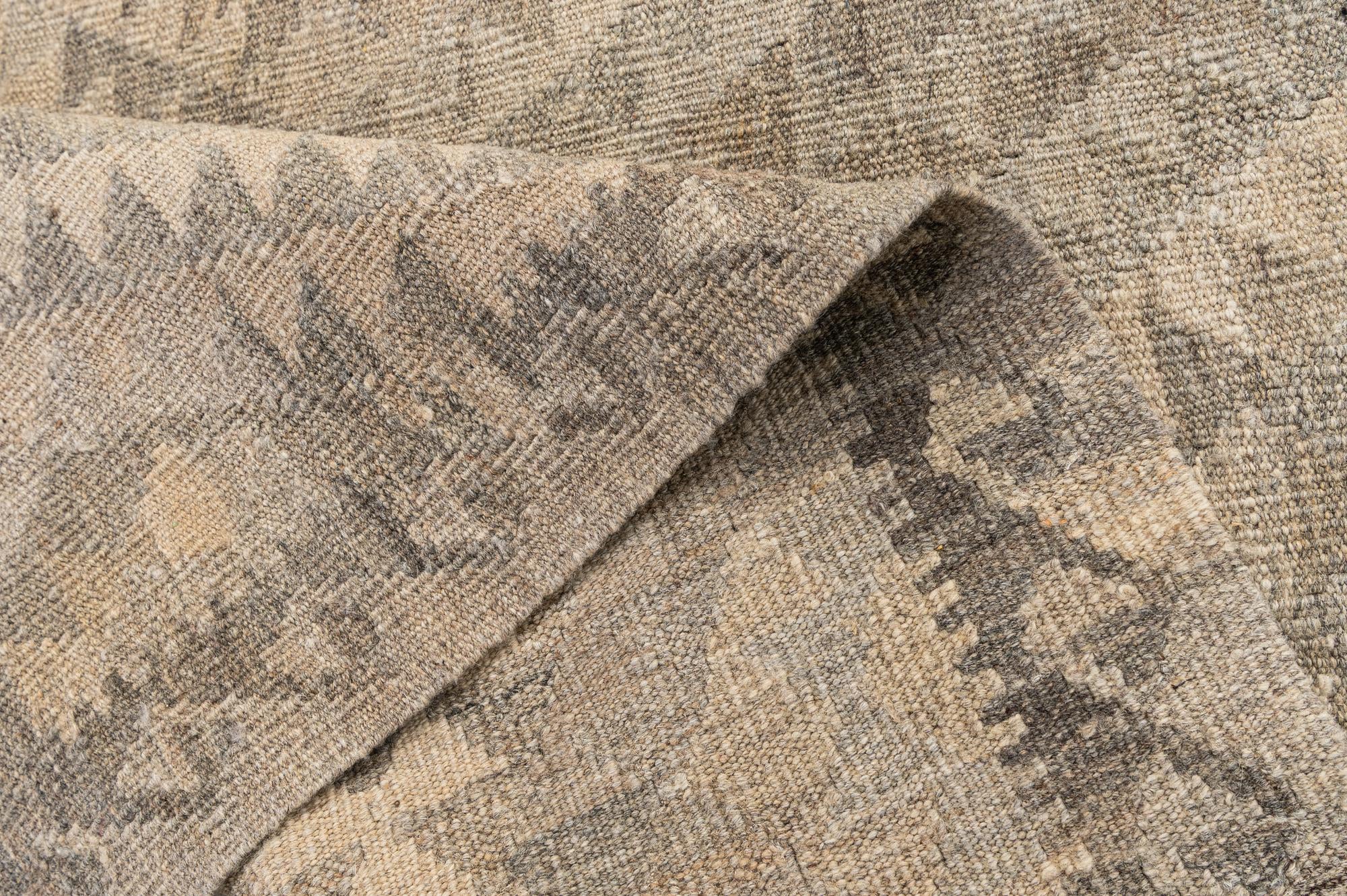 3' 3 x 9' 7 Hand Woven Kilim Maymana Wool Square Rug