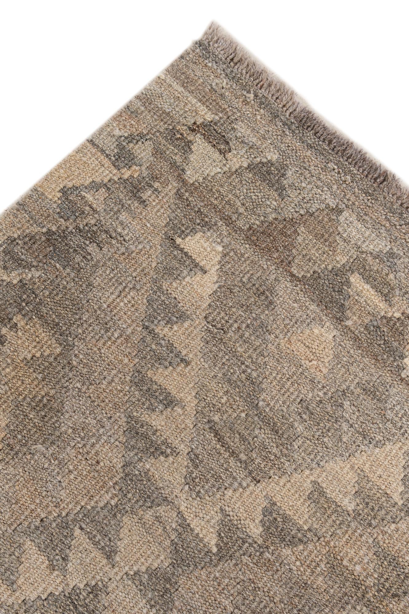 3' 3 x 9' 7 Hand Woven Kilim Maymana Wool Square Rug