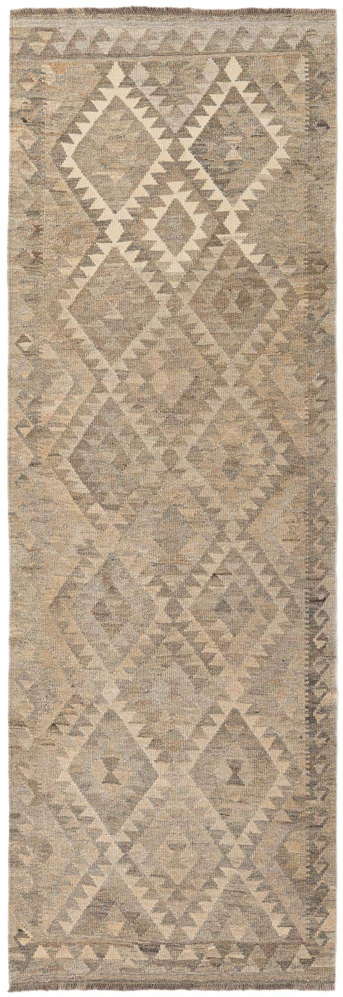 3' 3 x 9' 7 Hand Woven Kilim Maymana Wool Square Rug