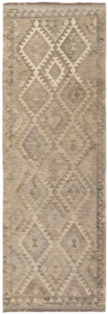 3' 3 x 9' 7 Hand Woven Kilim Maymana Wool Square Rug